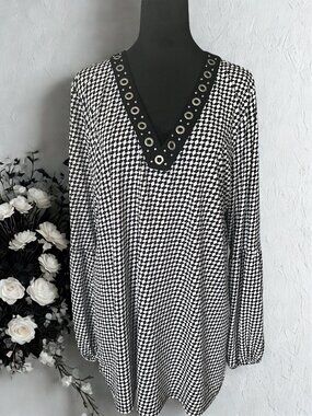 Michael Kors Black & White Studded Blouse